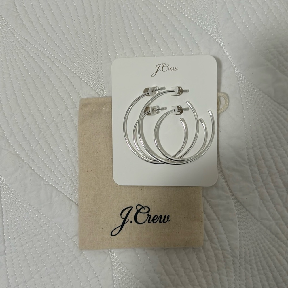 J. Crew Silver Hoops 2 Pairs